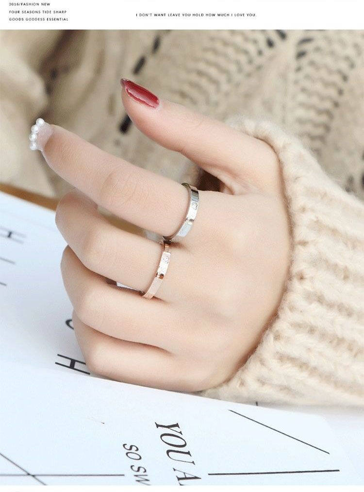 Eternal Love Ring with Diamonds, Titanium Steel, Fade-Resistant