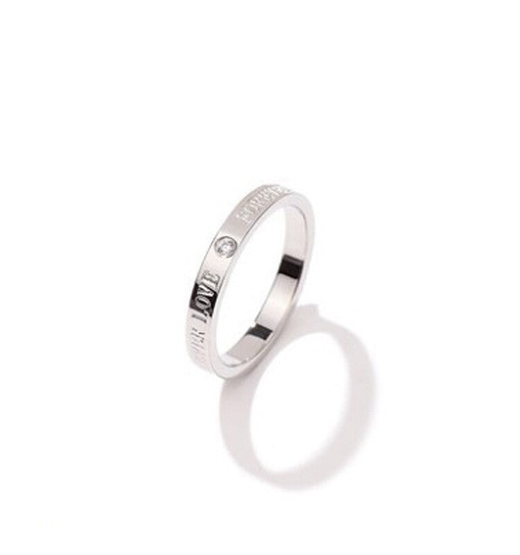 Eternal Love Ring with Diamonds, Titanium Steel, Fade-Resistant