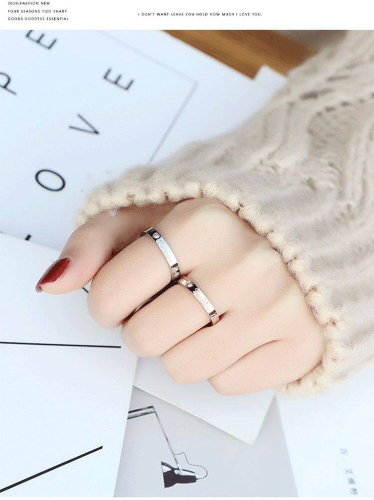 Eternal Love Ring with Diamonds, Titanium Steel, Fade-Resistant