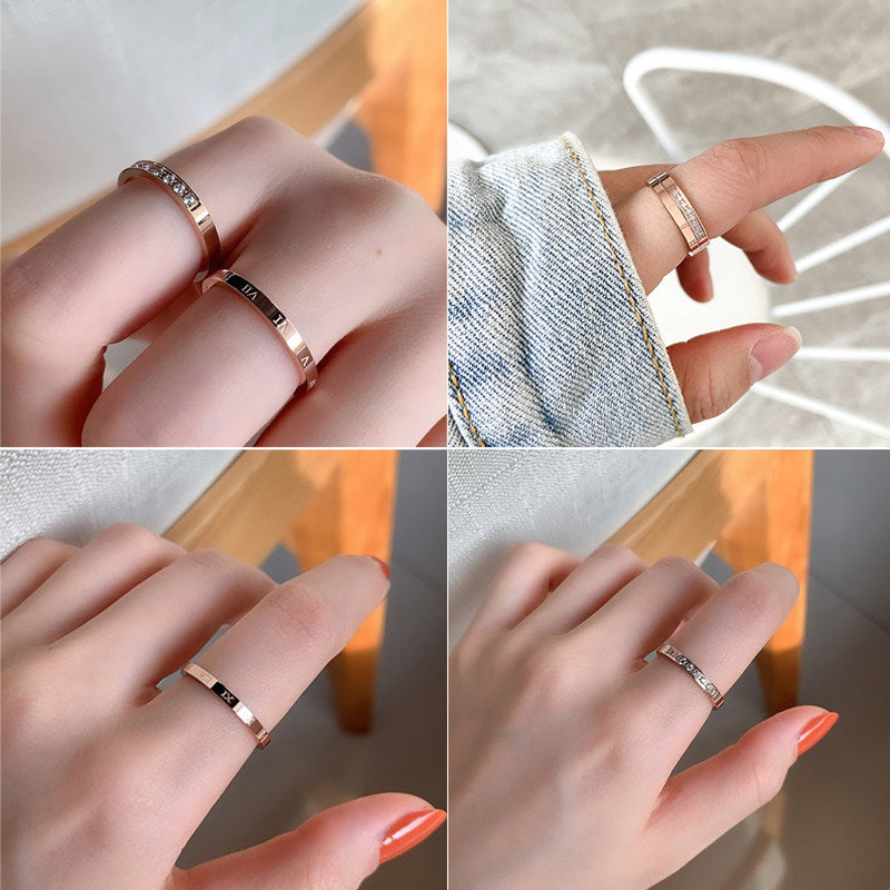 Affordable Luxury Titanium Steel Ring with Diamond Accents