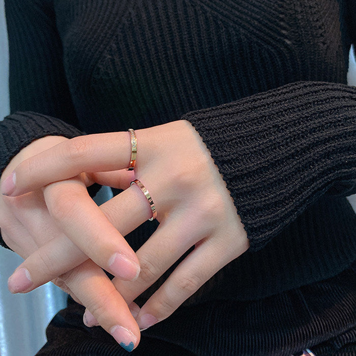 Affordable Luxury Titanium Steel Ring with Diamond Accents