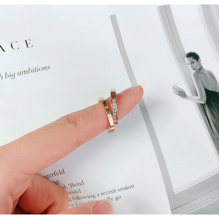 Affordable Luxury Titanium Steel Ring with Diamond Accents