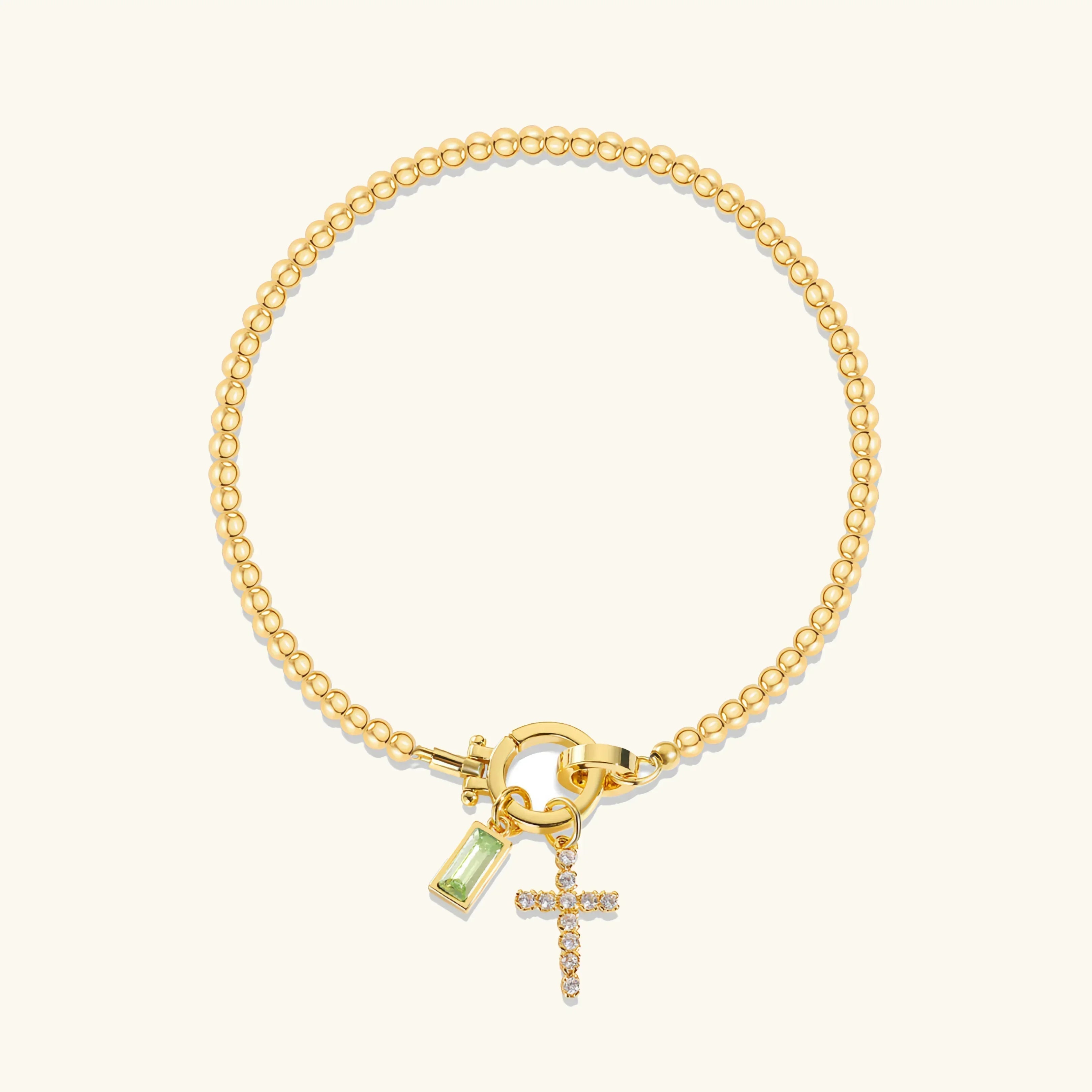 Amalia Birthstone Cross Bracelet