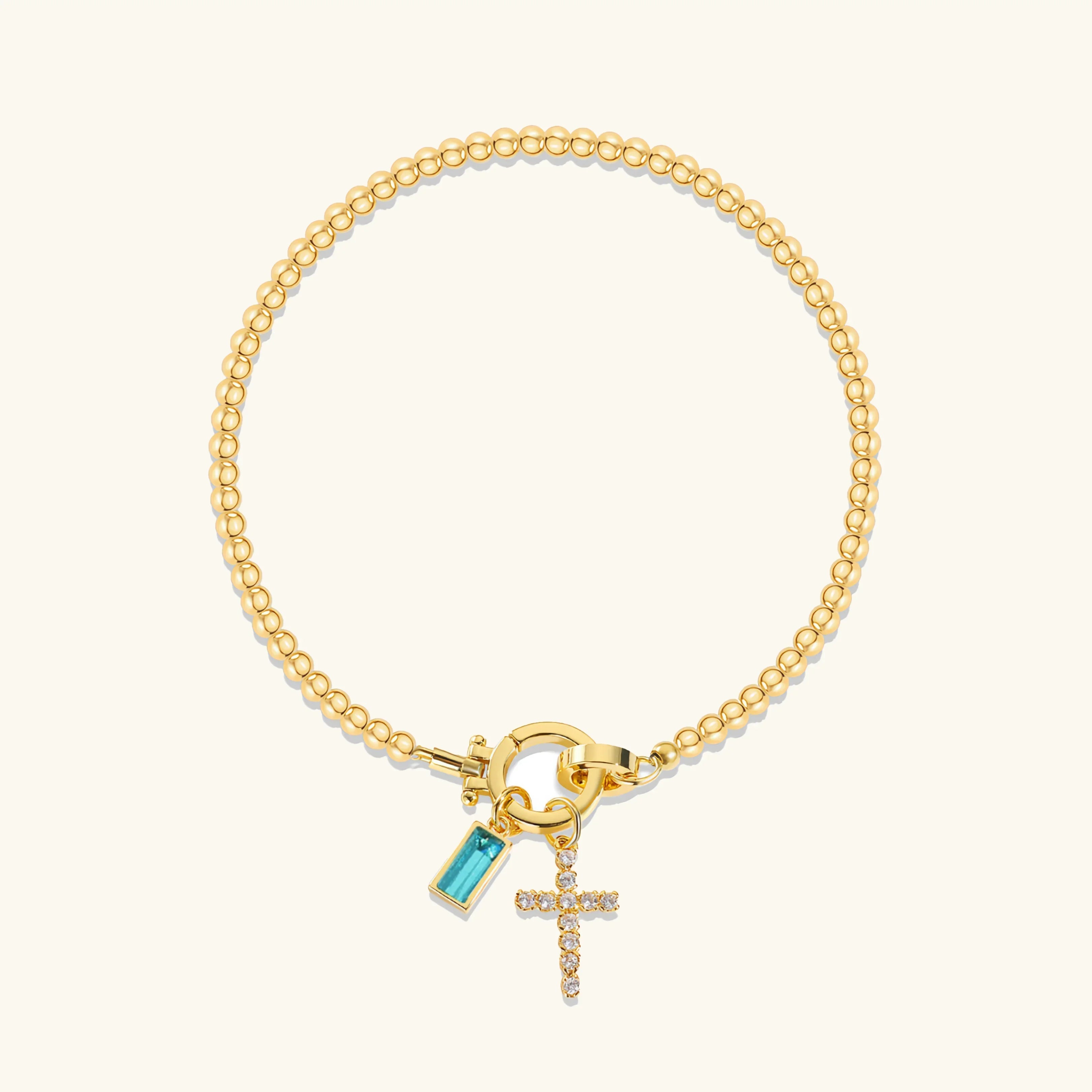 Amalia Birthstone Cross Bracelet