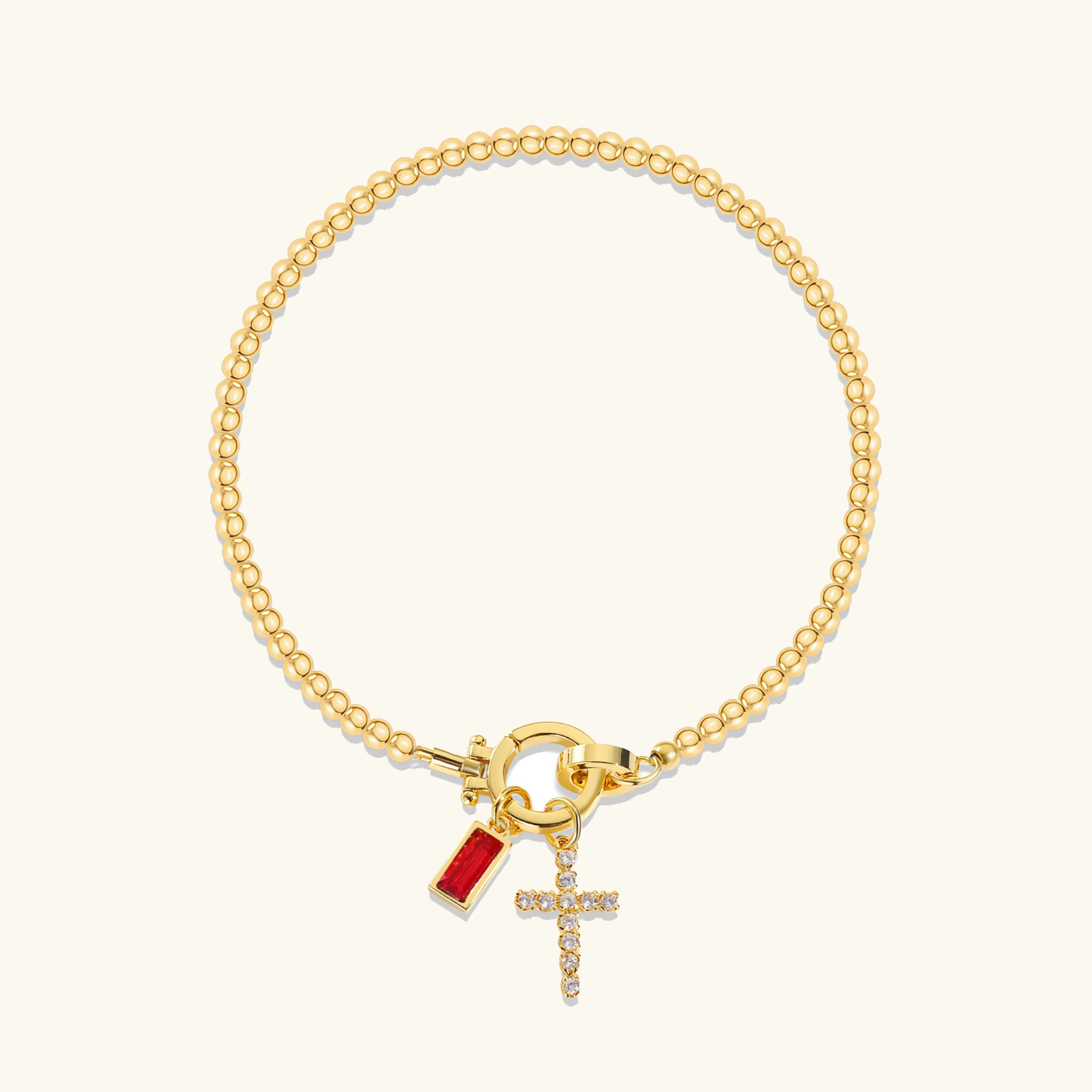 Amalia Birthstone Cross Bracelet