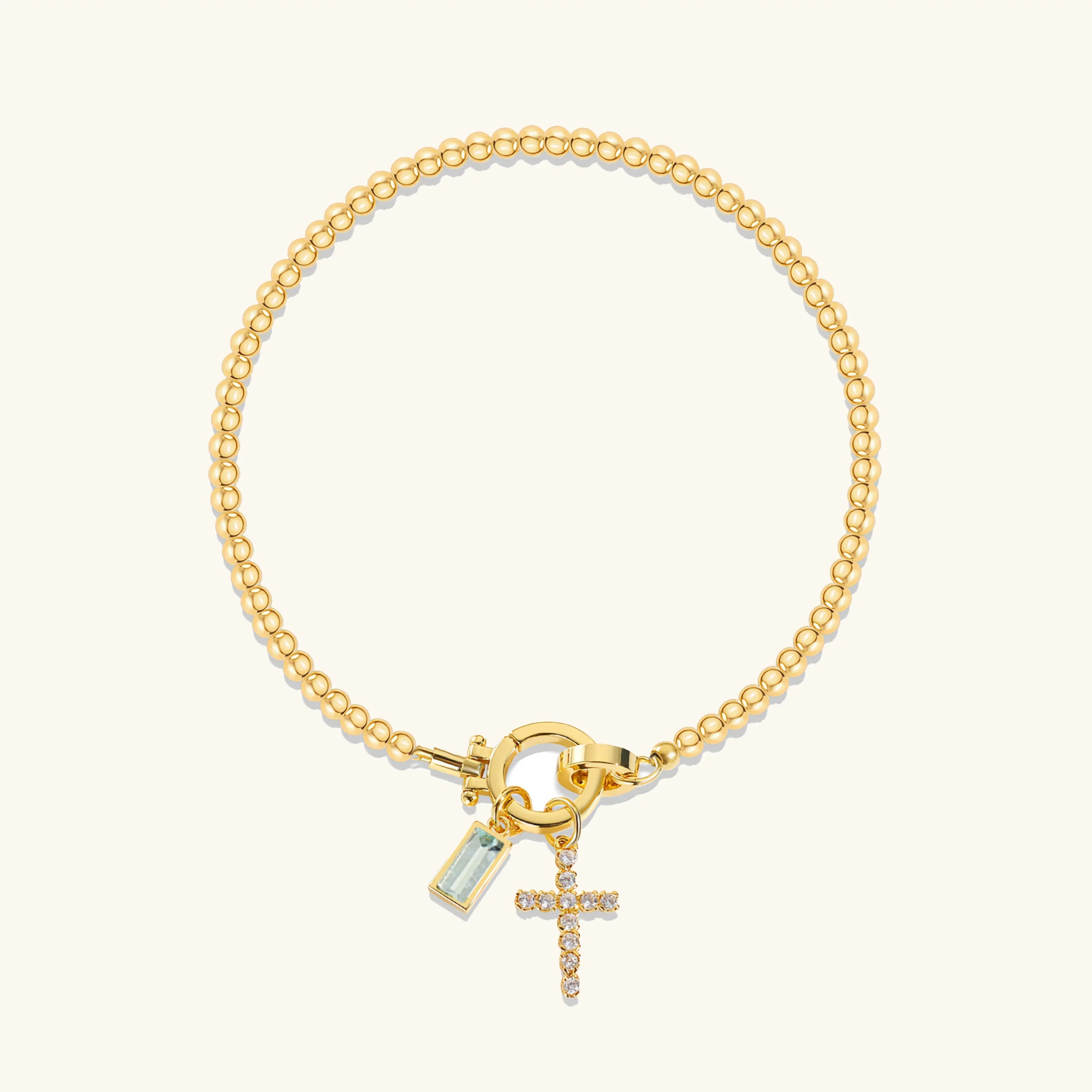 Amalia Birthstone Cross Bracelet