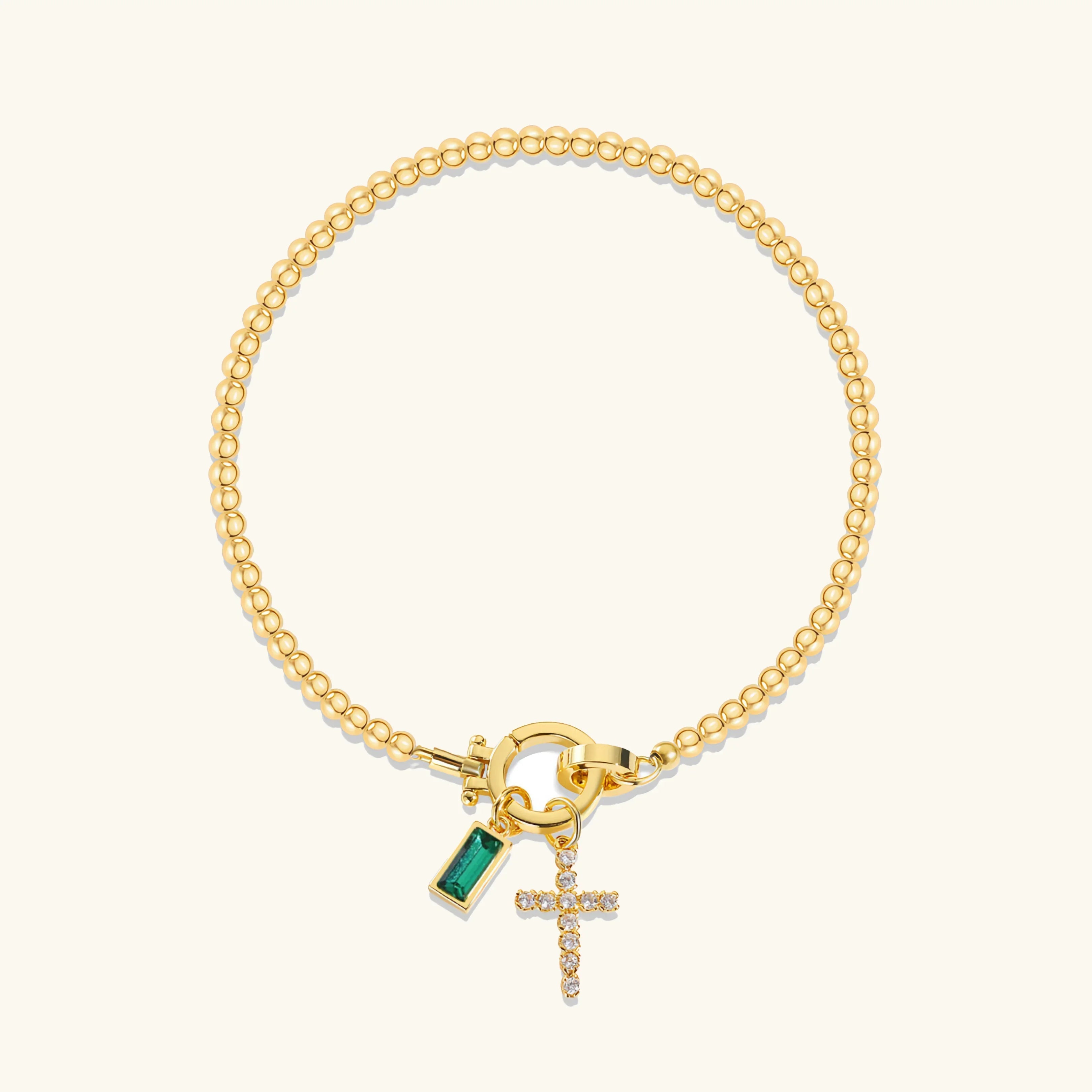 Amalia Birthstone Cross Bracelet