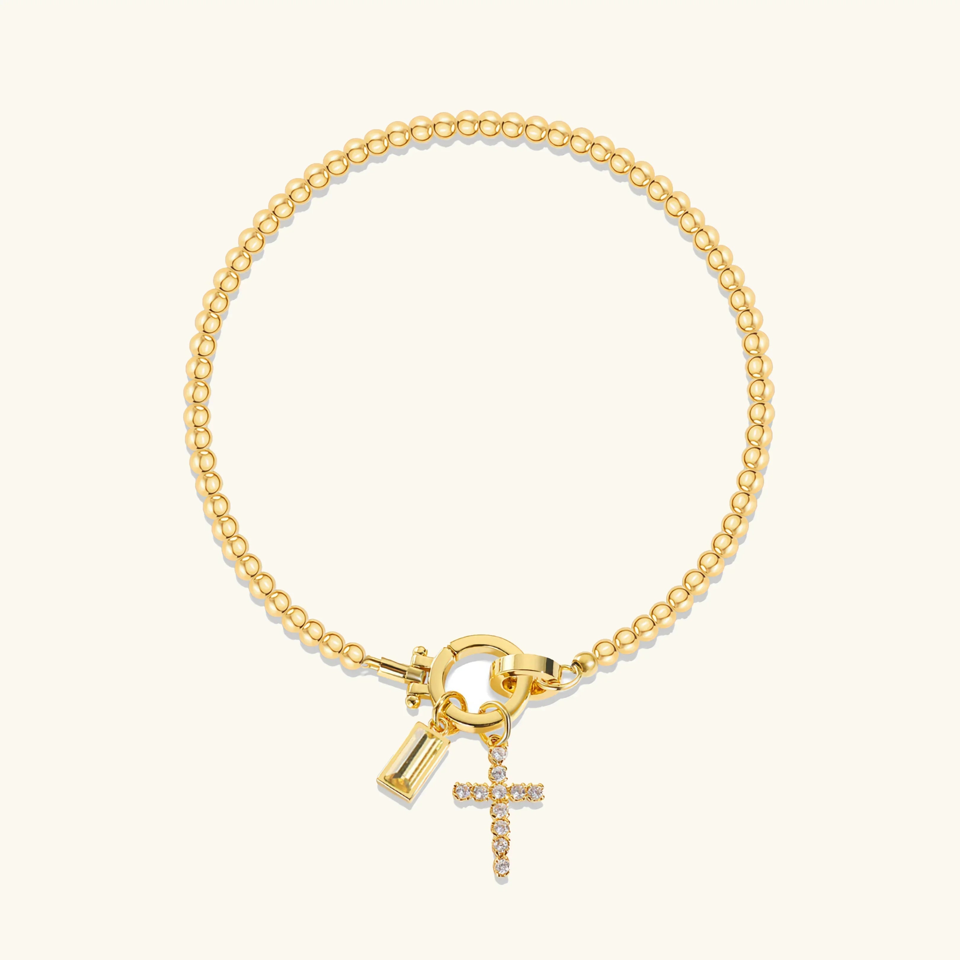 Amalia Birthstone Cross Bracelet