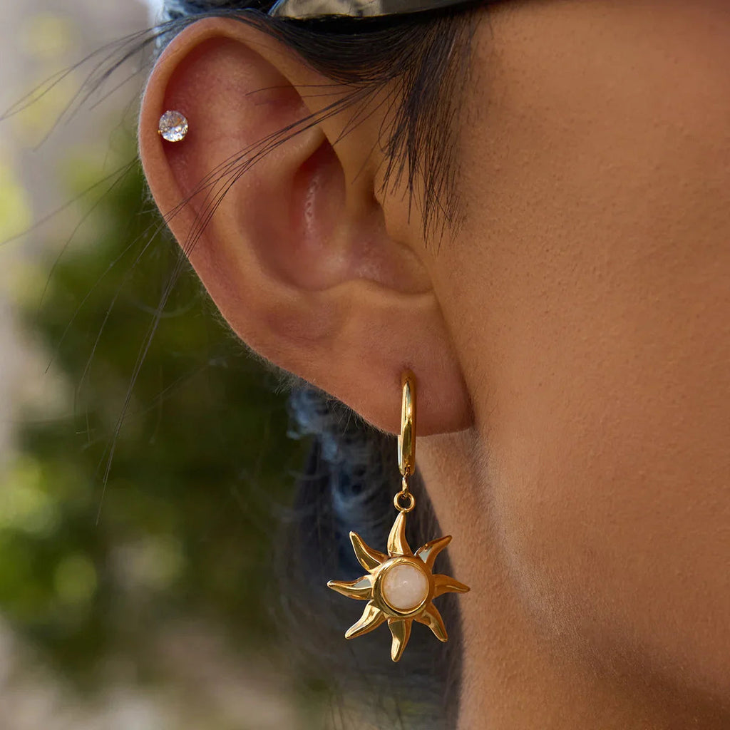 Helia Sun-shaped Moonstone Earrings