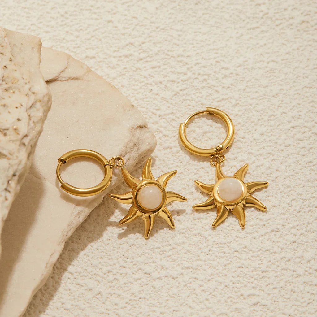 Helia Sun-shaped Moonstone Earrings