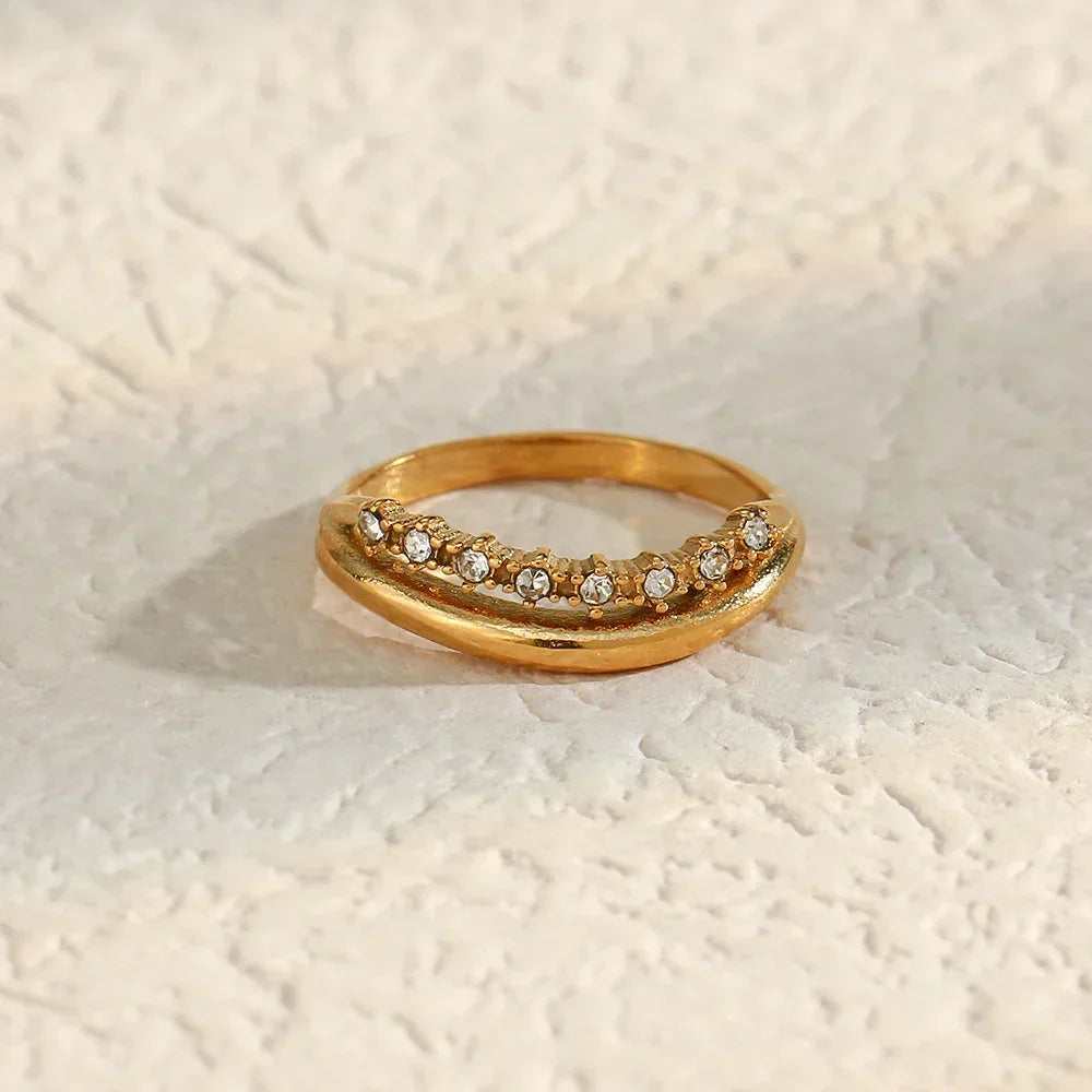 Adeline Diamond Simulant Gold Ring