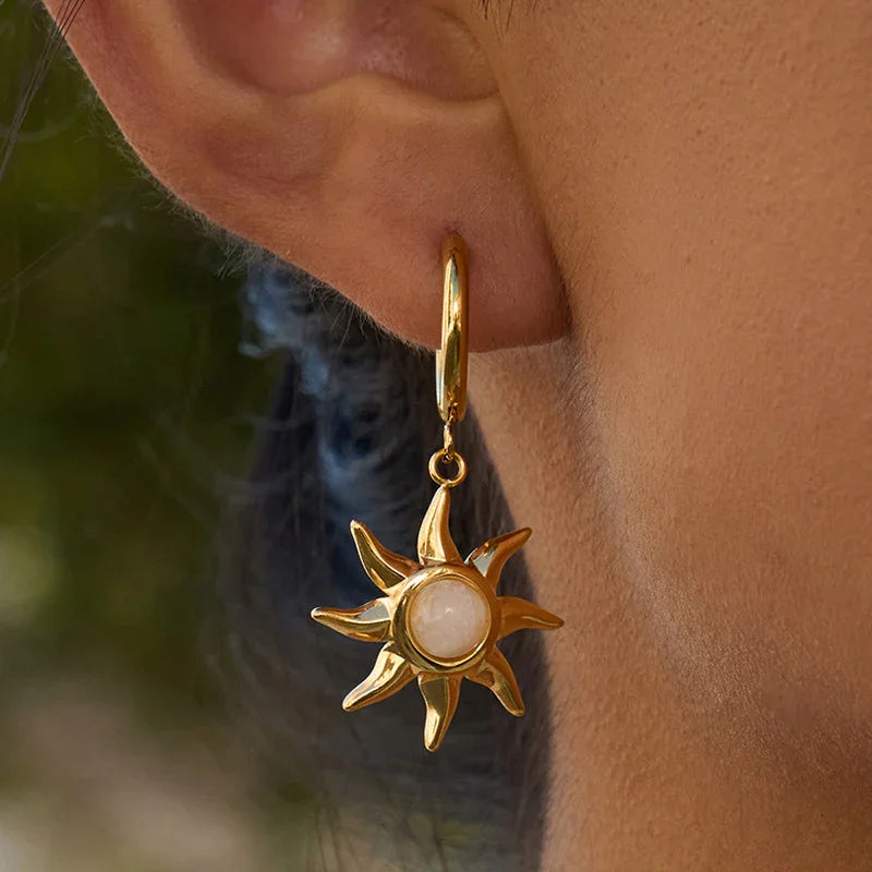Helia Sun-shaped Moonstone Earrings