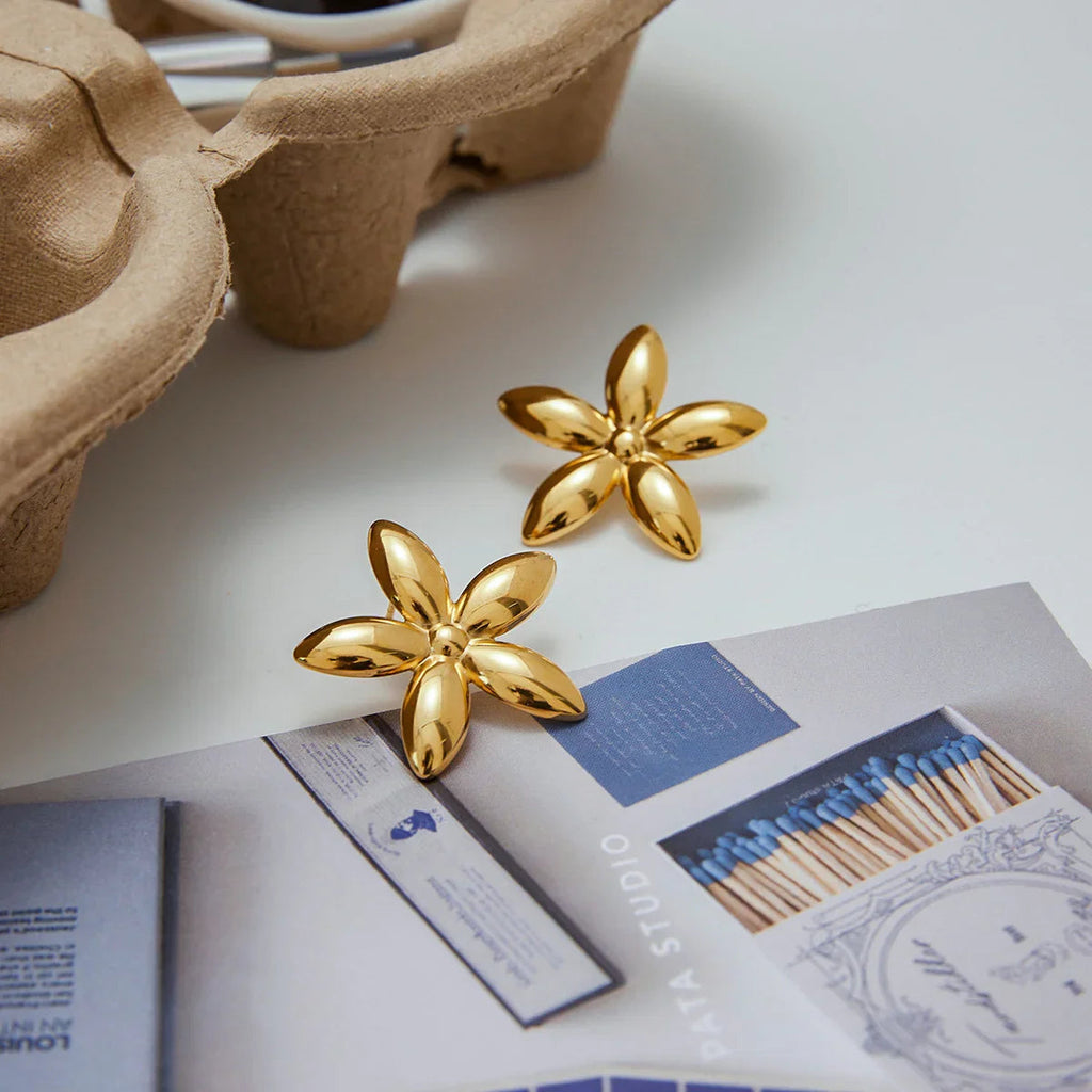 Monica Floral Gold Earrings