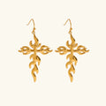 Adrielle Branched Cross Gold Earrings