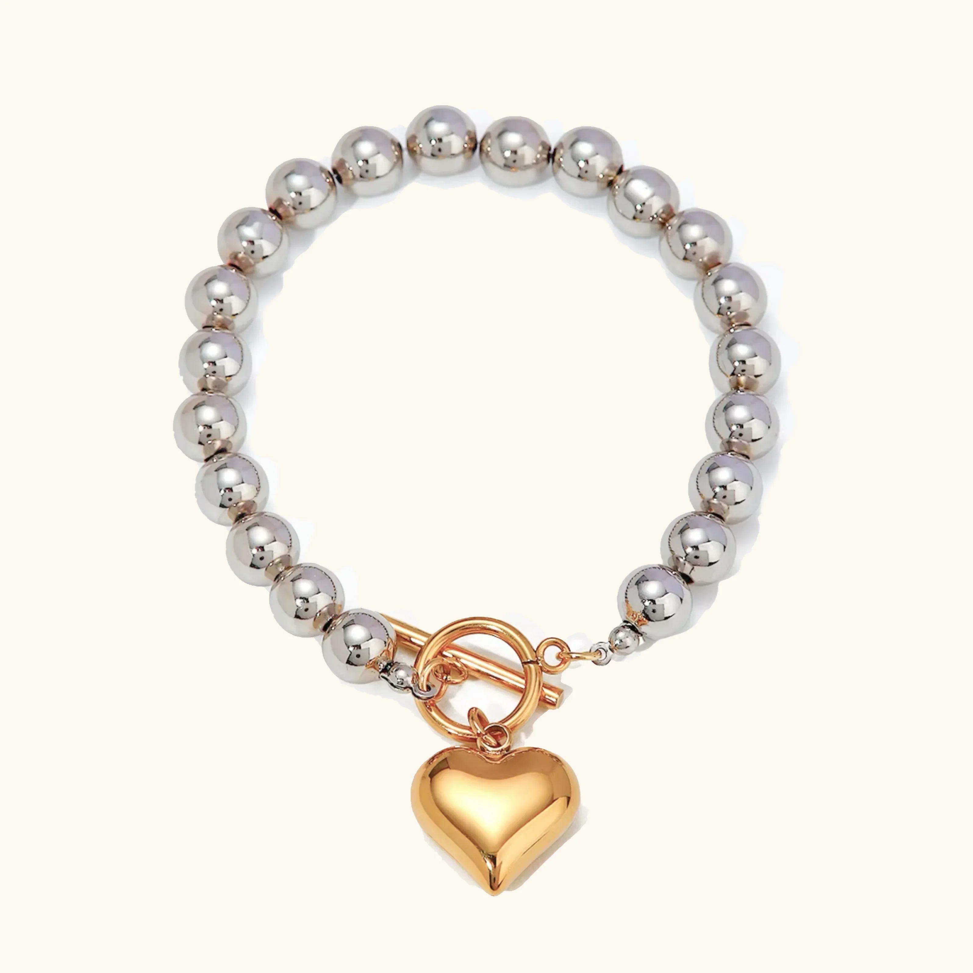 Alicia Chunky Bead Heart Bracelet