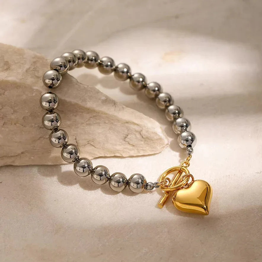 Alicia Chunky Bead Heart Bracelet