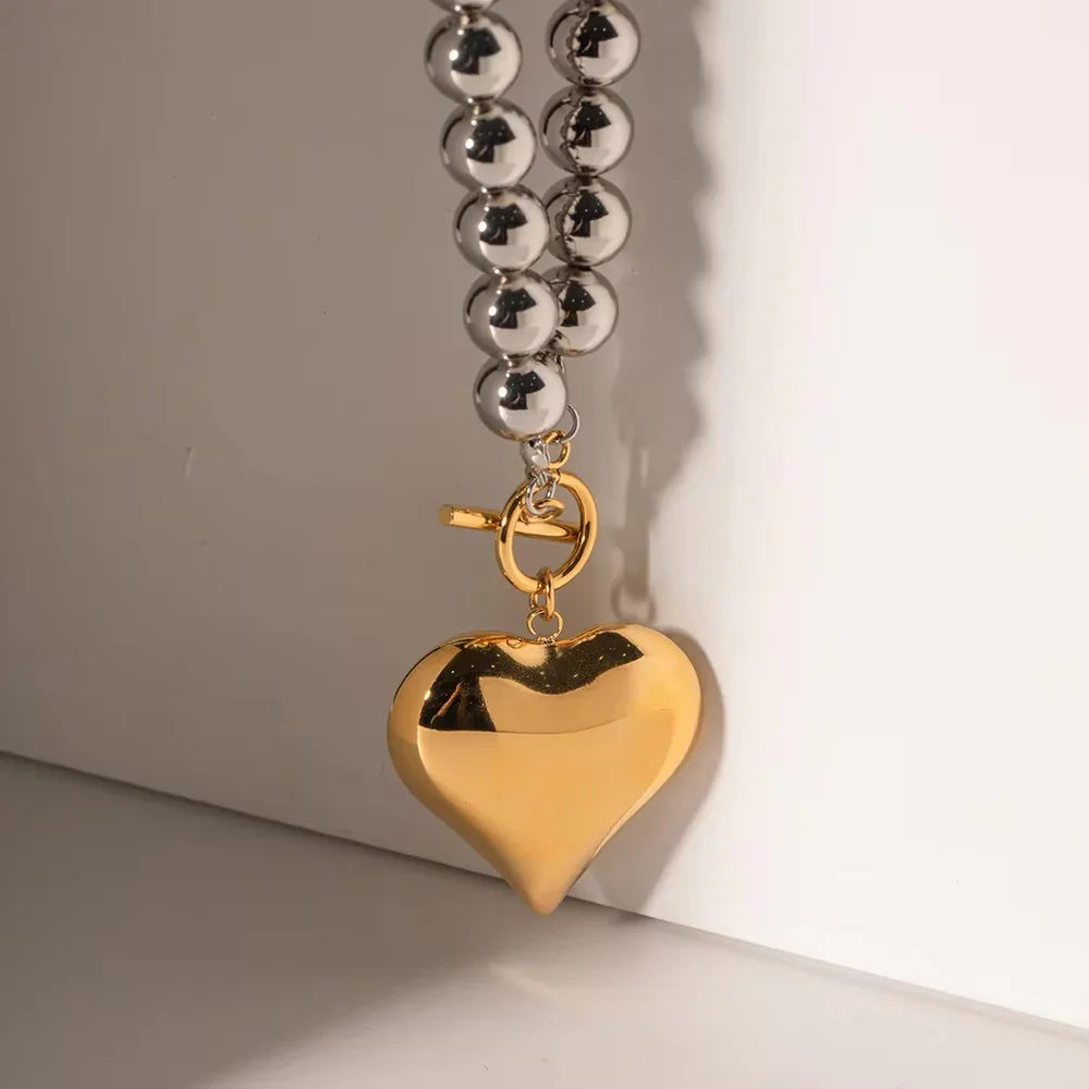 Alicia Chunky Bead Heart Pendant