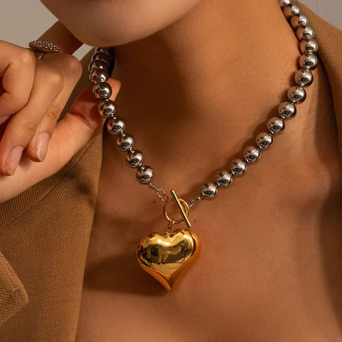 Alicia Chunky Bead Heart Pendant