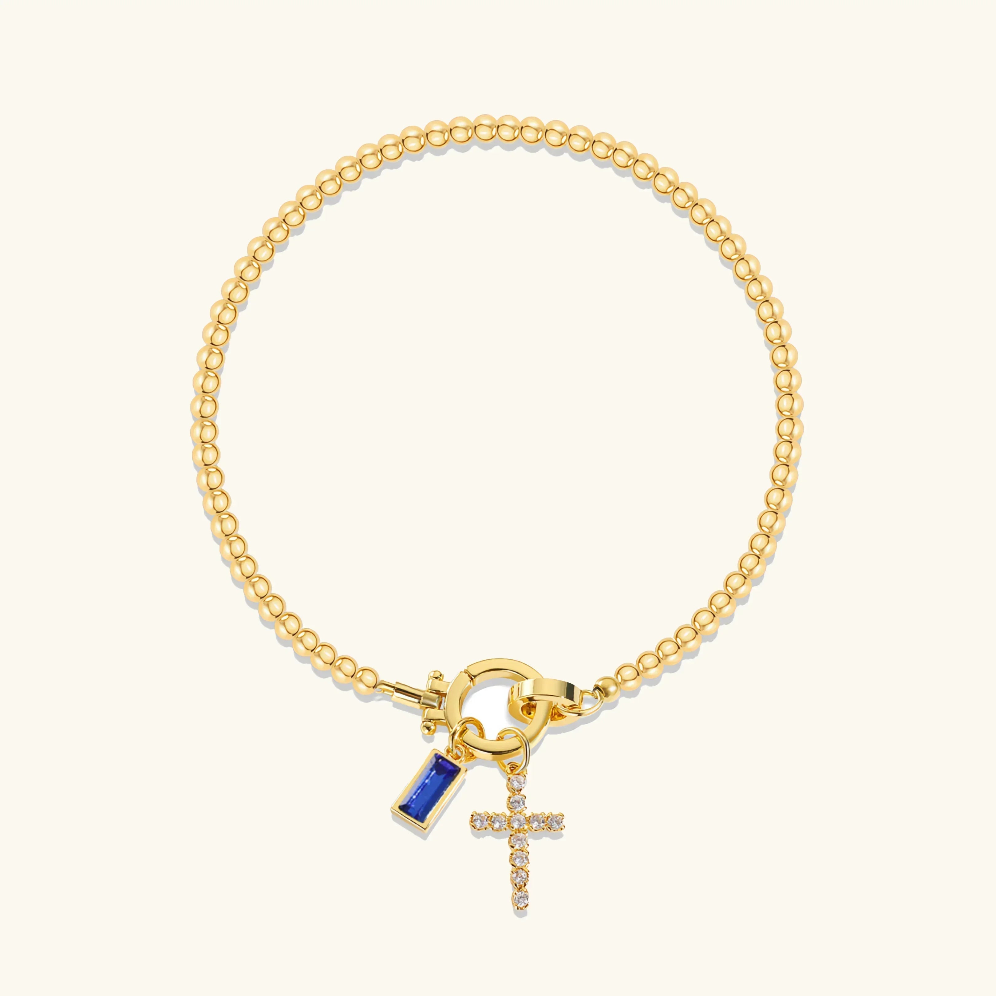 Amalia Birthstone Cross Bracelet